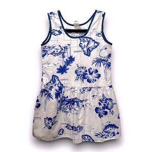 Vintage 90s made in Hawaii blue & White Island dress